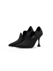 JadyRose | Scalloped Edges-Curve Shaped Leather Stilettos - Black