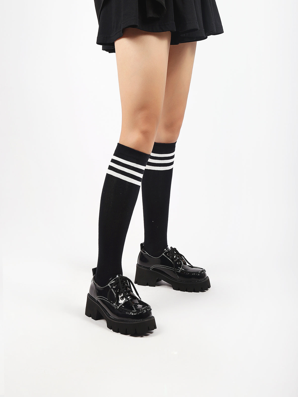 JADYROSE | LUG PLATFORM LEATHER SNEAKER BLACK