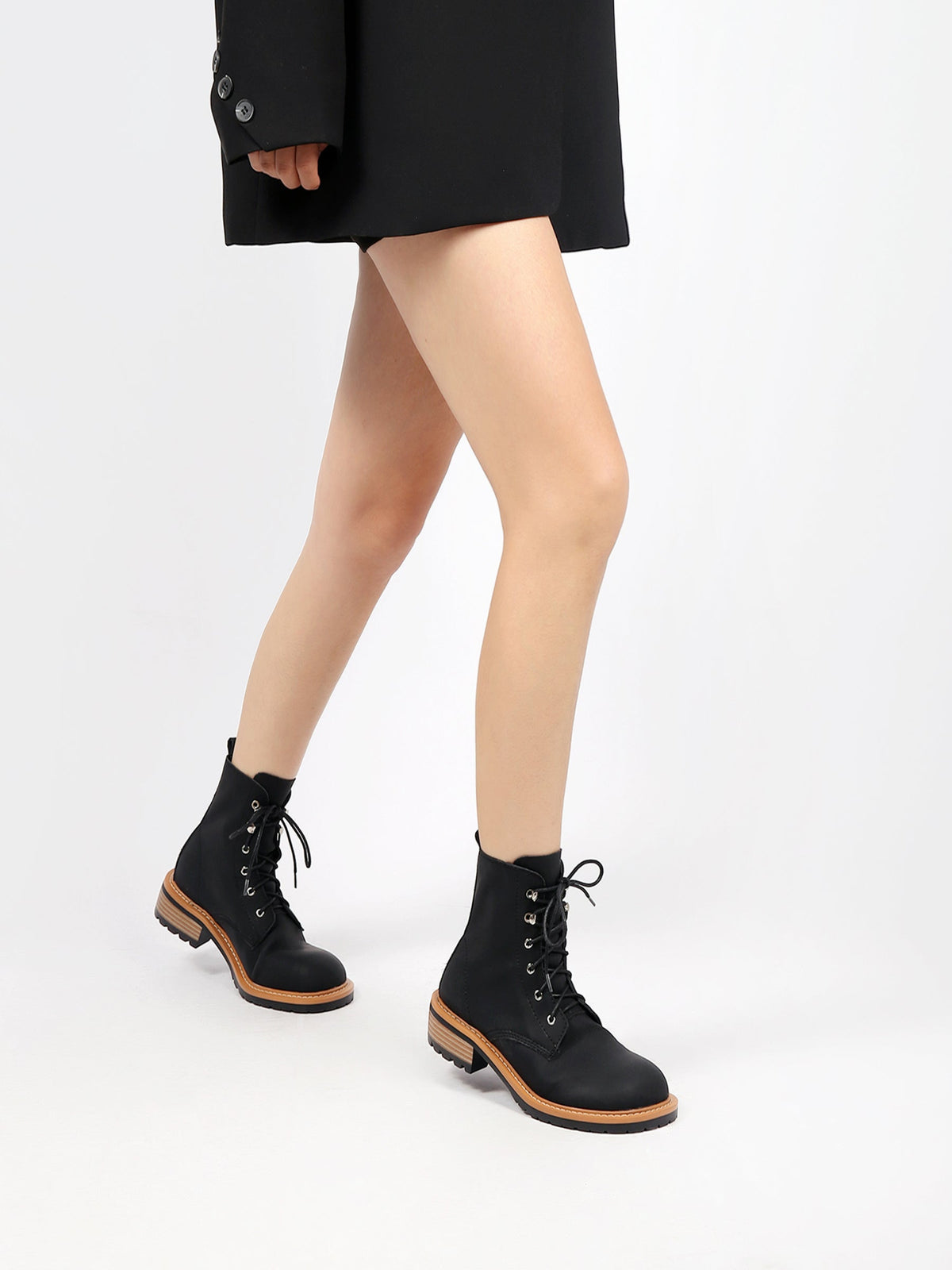 JADY ROSE | CLASSIC LEATHER COMBAT BOOTS - BLACK