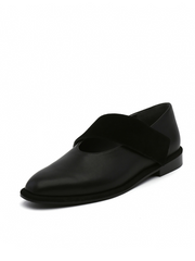 JADY ROSE | SIMPLE AS COMFORT LEATHER FLAT - BLACK