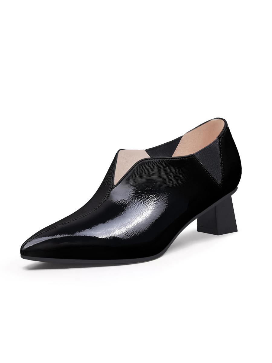 JADY ROSE | SHARP TOE LEATHER PUMP - BLACK