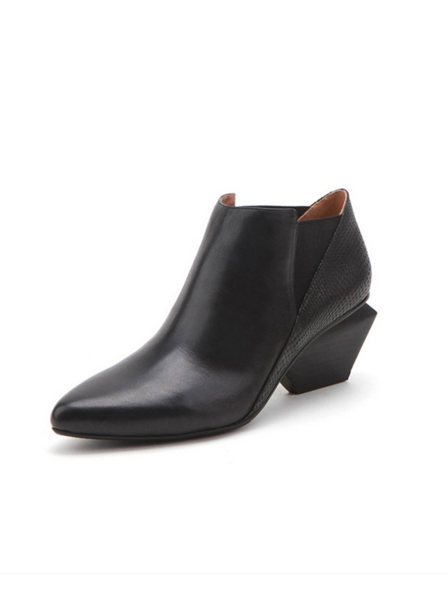 JadyRose | Structural-Heel Black Genuine Leather Boot