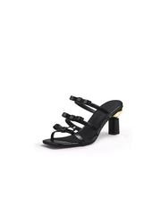 JadyRose | Isora Triple Bow Strap Heel Pump - Black