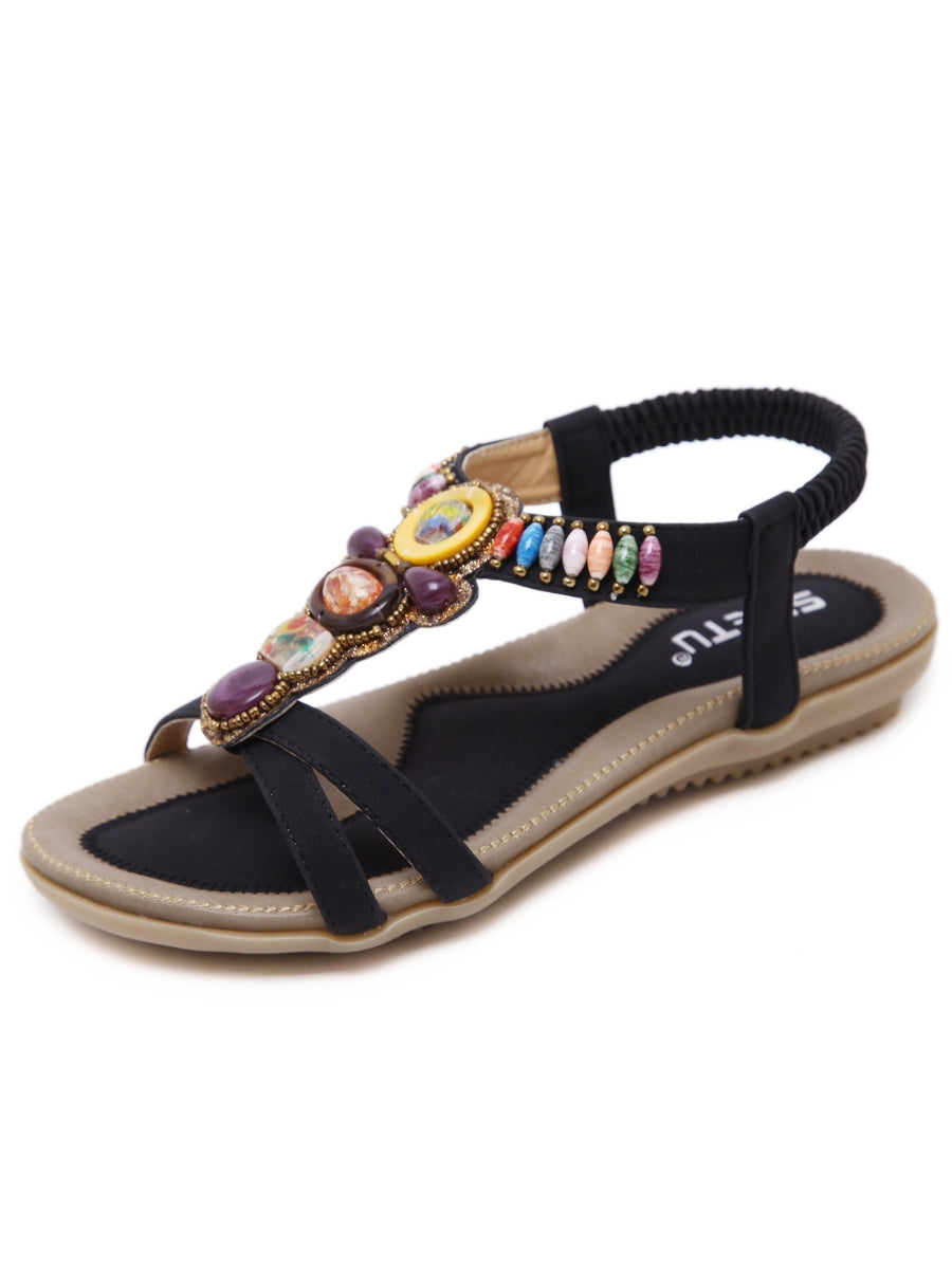 SIKETU | BLACK STONE-EMBELLISHED SANDAL