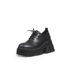 JadyRose | Vintage Black Leather Platform Oxford - Black