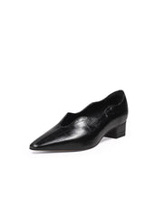 JadyRose | Croc-Embossed Leather Point Toe Pumps - Black