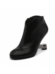 JADY ROSE | ELEVATOR HEEL LEATHER BOOTIE - BLACK