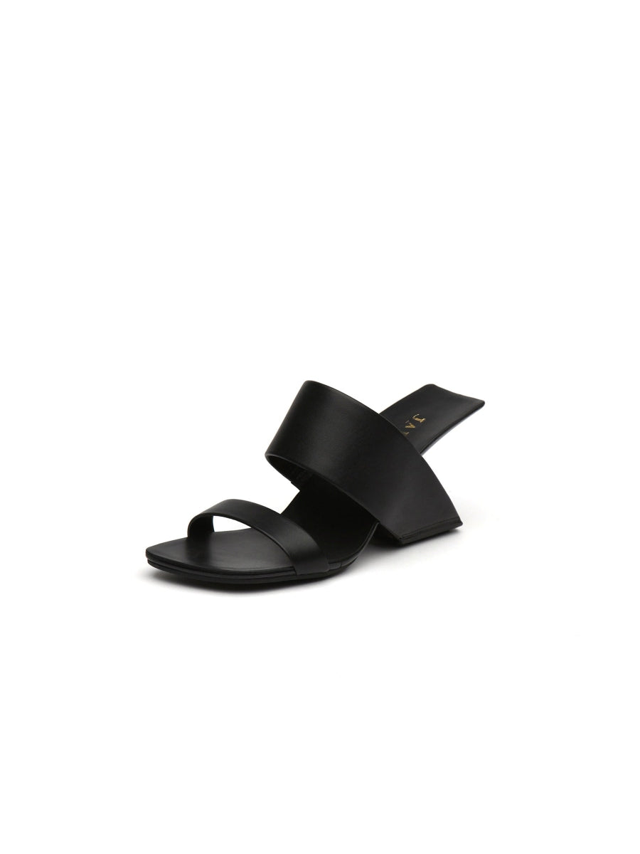 JadyRose | Signature Open-Heel Leather Slide Sandal - Black