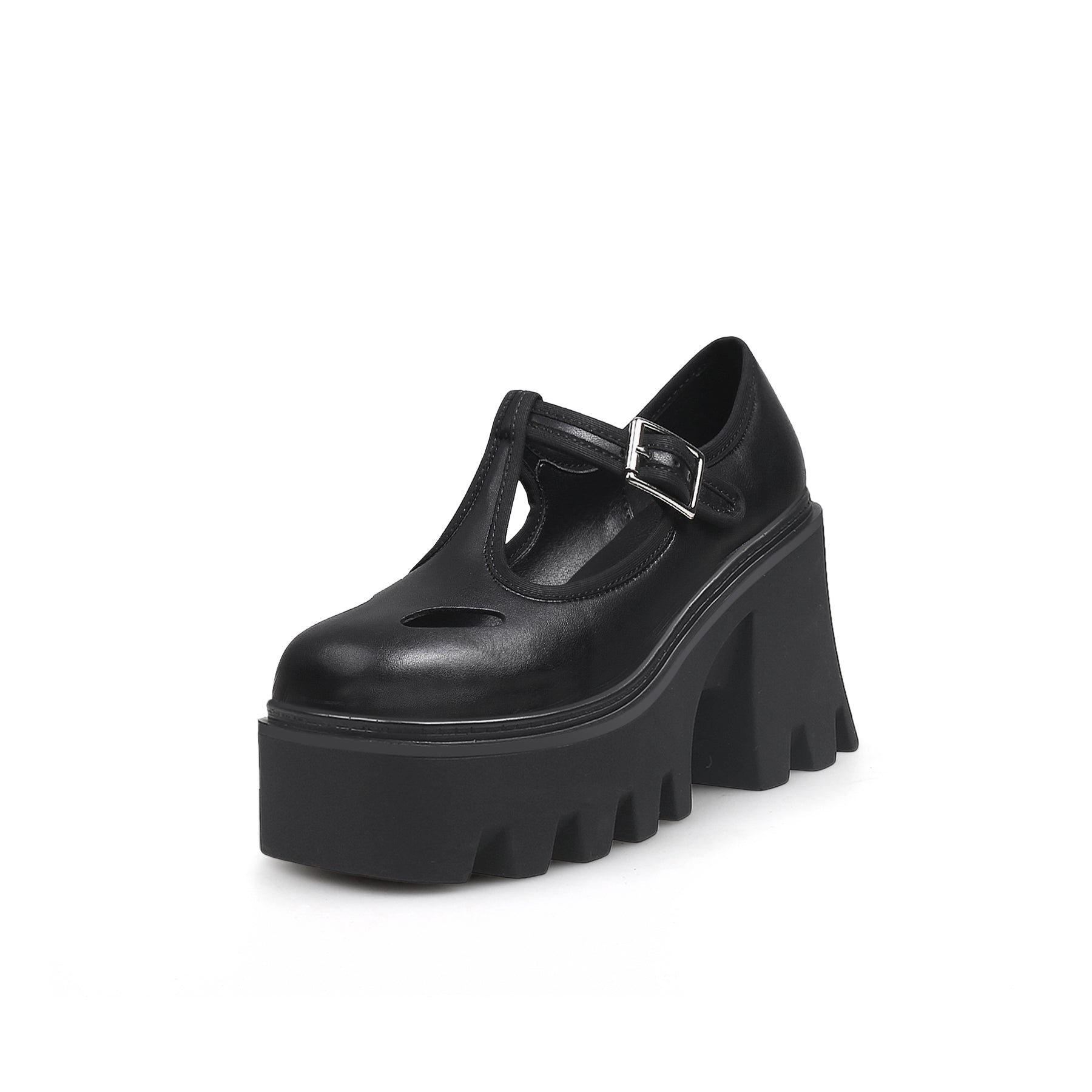 JadyRose | T-Strap Signature Chunky Heel Mary Jane - Black