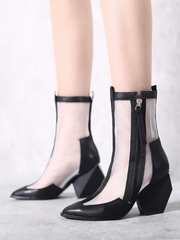 JadyRose | Geometry Block Heel Summer Boots - Black