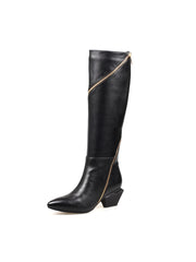 JadyRose | Black Round Side-Zip Knee-Hight Boot