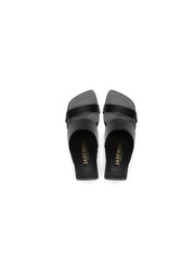 JadyRose | Signature Open-Heel Leather Slide Sandal - Black