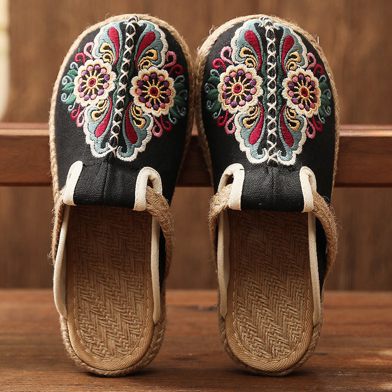 Cactus Rose | Abstract Embroidered Mules Slides Clogs