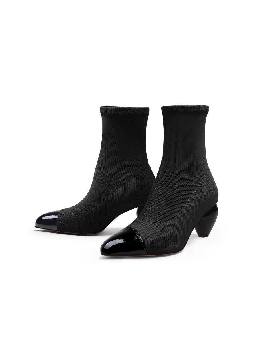 JadyRose | Mid-Heel Stretch Upper Sock Boot - Black