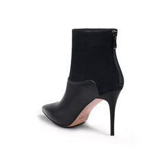 JADY ROSE | SUEDE SHAFT LEATHER STILETTO BOOTIE - BLACK