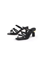 JadyRose | Isora Triple Bow Strap Heel Pump - Black