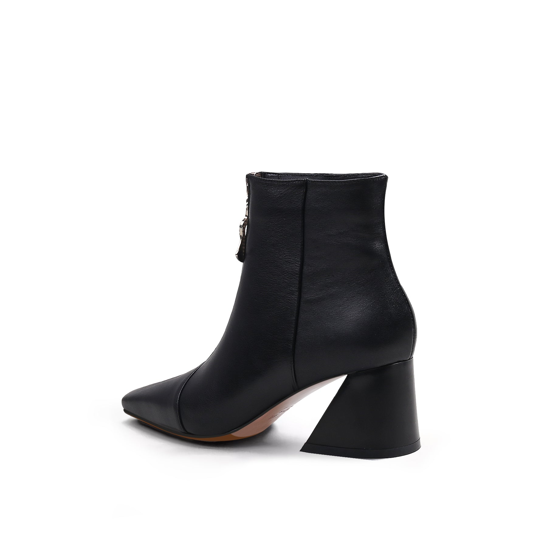 JADY ROSE | BLOCK HEEL LEATHER ANKLE BOOT - BLACK