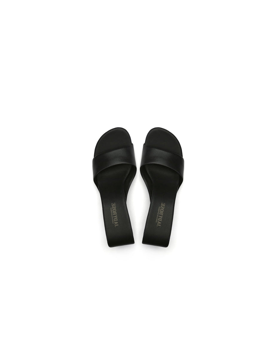 JadyRose | Open Twisted-Heel Leather Slide Sandal - Black