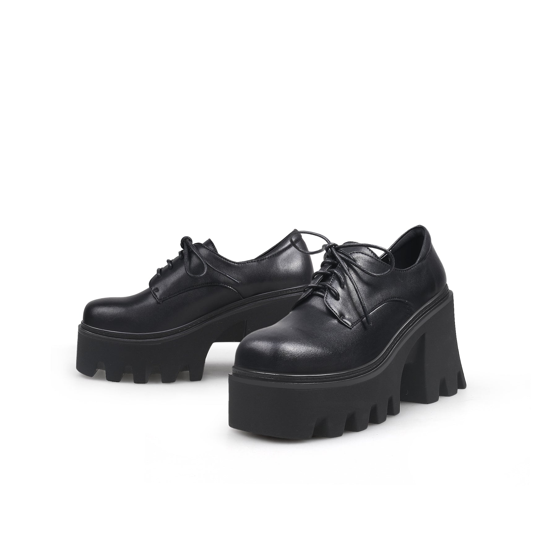 JadyRose | Freesia Lace-Up Chunky Heel Platform Leather Oxford