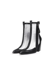 JadyRose | Geometry Block Heel Summer Boots - Black