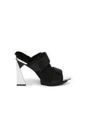 JadyRose | Faux Fur Back Heel  Peep-Toe Sandal - Black