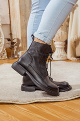 Rumour Has It | Easton Leather Combat Boots - Black