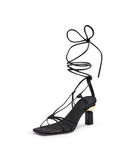 JadyRose | BECKAS Knots Strap Leather Black Sandal