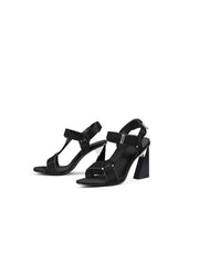 JadyRose | Matador Block HighHeel Open Toe Black Gladiator Sandals