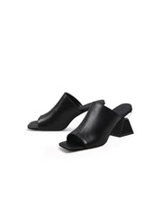 JadyRose | Triangular-Heel Leather Mule - Black