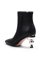 JADY ROSE | CAP HEEL LEATHER BOOTIE - BLACK