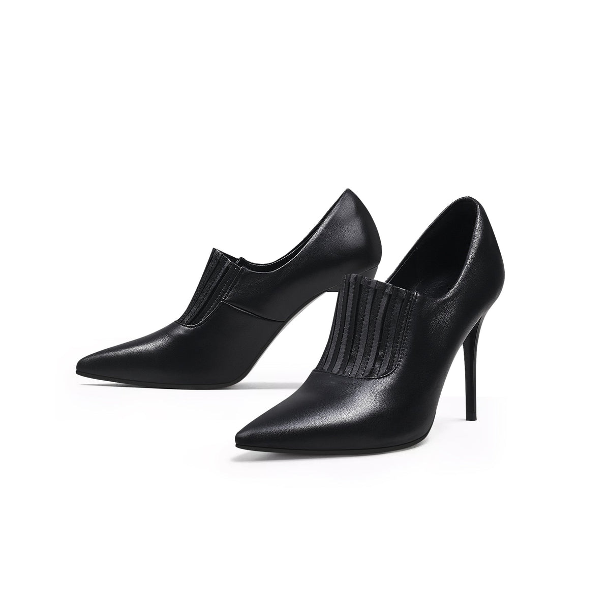 JADY ROSE | LEATHER STILETTO HEEL PUMP - BLACK