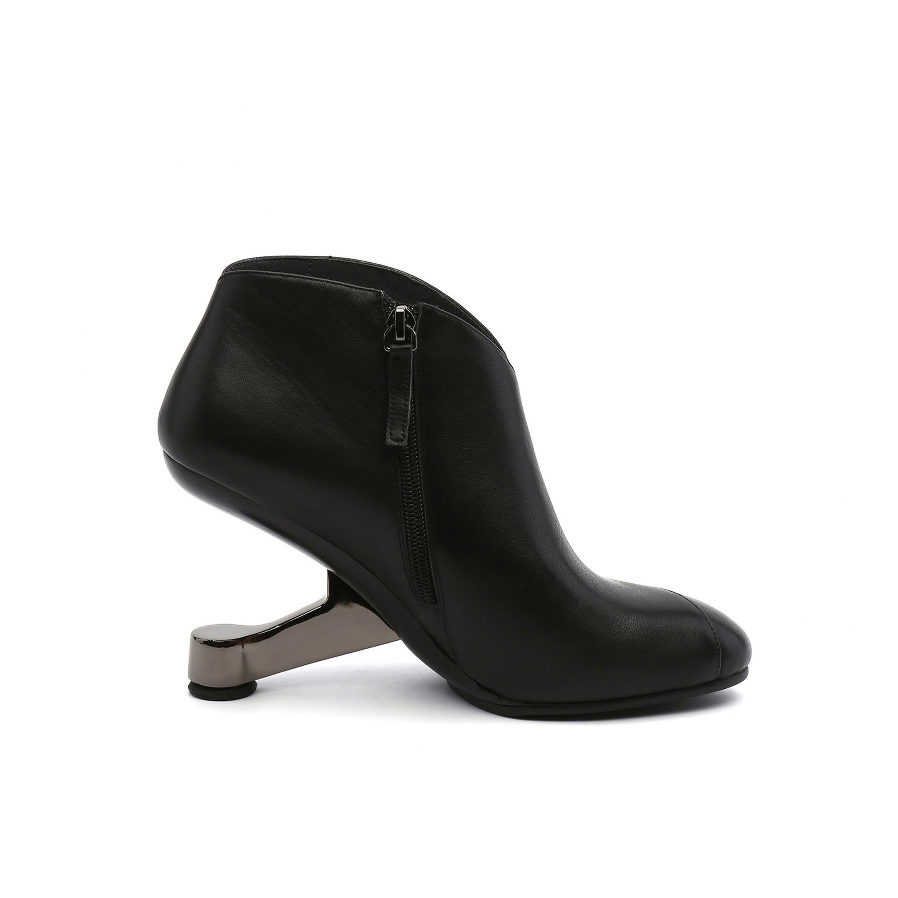 JADY ROSE | ELEVATOR HEEL LEATHER BOOTIE - BLACK