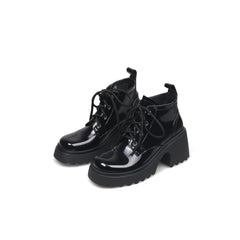 JADY ROSE | PAINT LEATHER LUG SOLE SNEAKER  BLACK