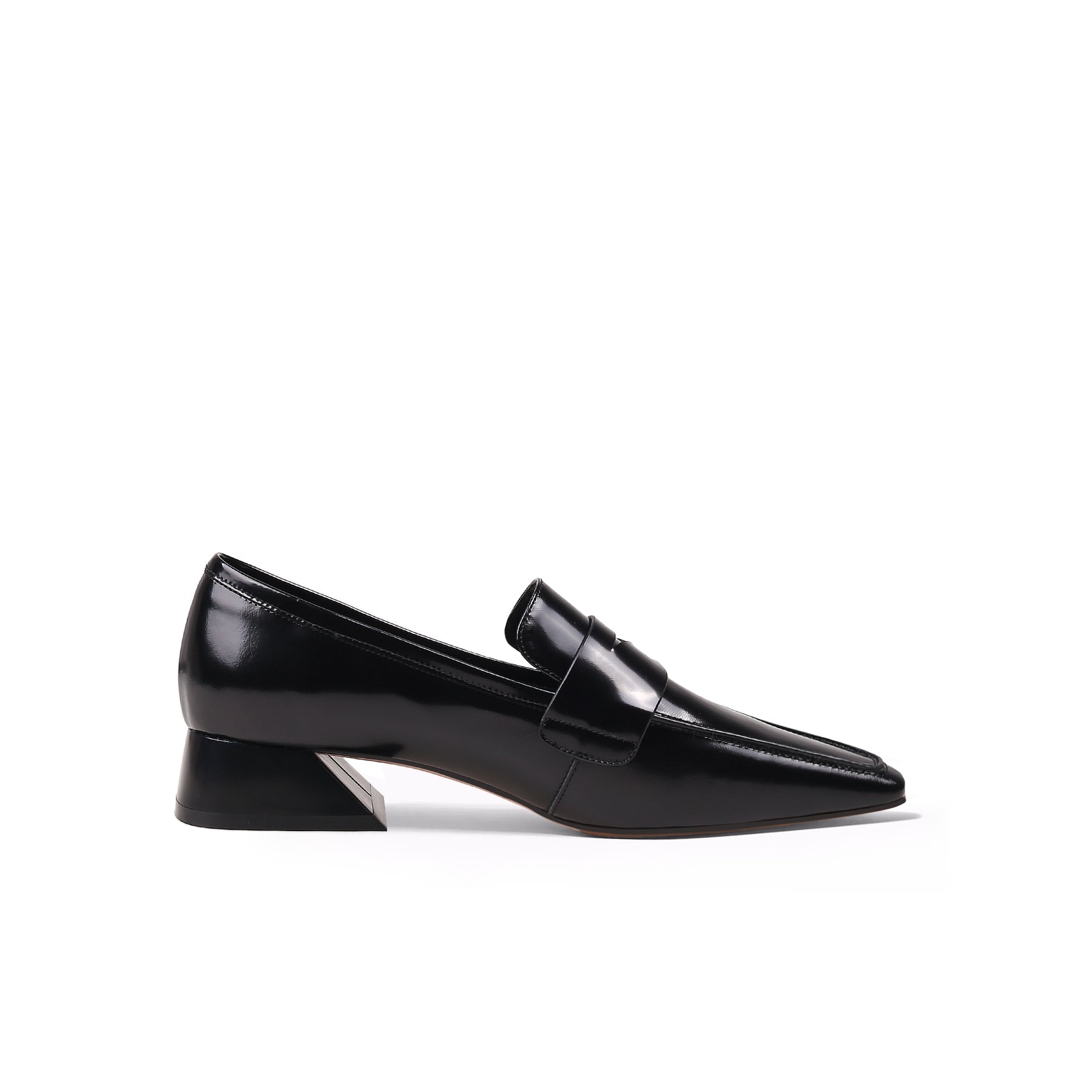 JadyRose | Trapezoid Block Heel Princess Kate Leather Loafer