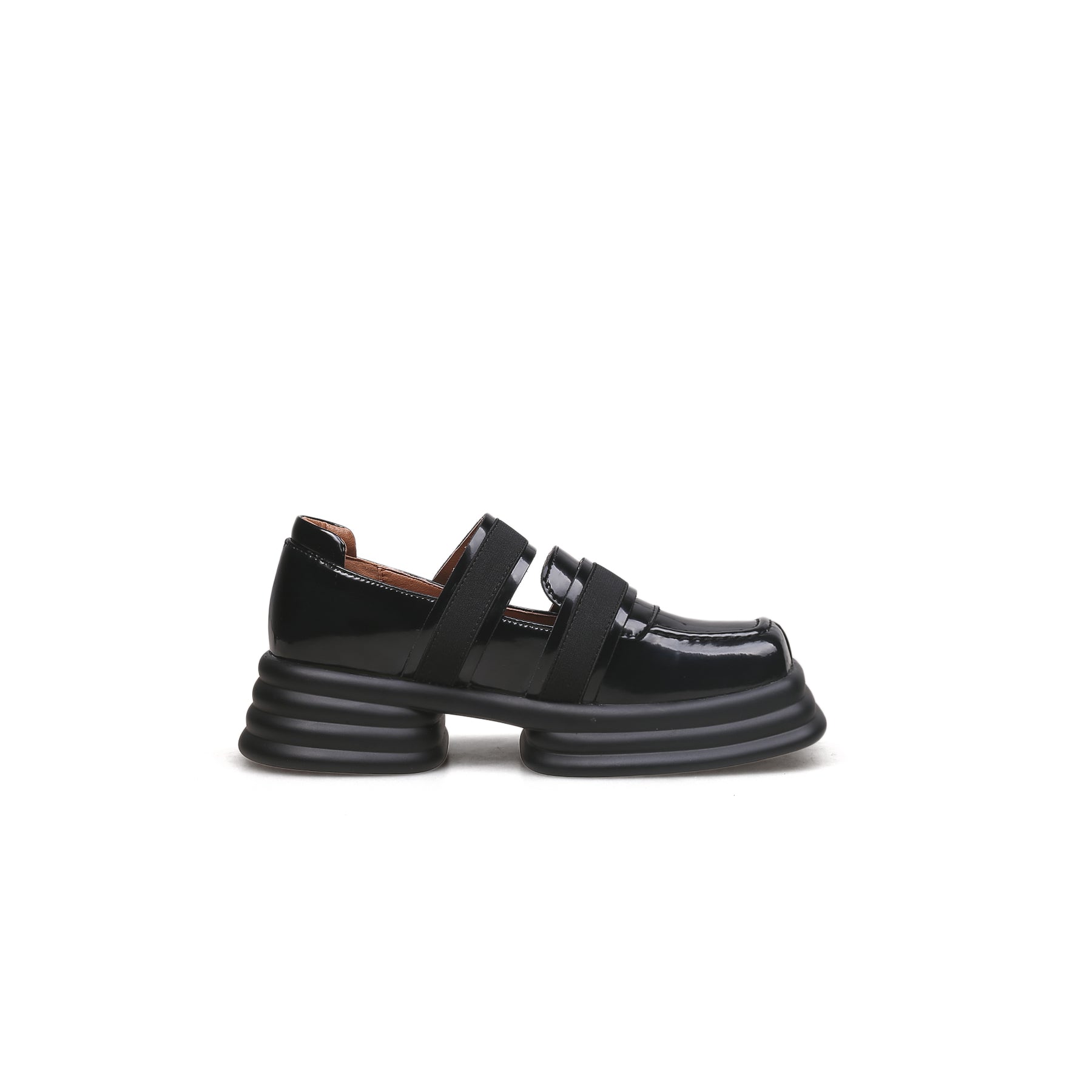 JADYROSE | PATENT LEATHER CUT-OUT STRAP LOAFER BLACK