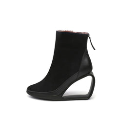 JadyRose | JR Signature Triangle Wedge-Heel Leather Boots