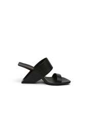 JadyRose | Signature Open-Heel Leather Slide Sandal - Black