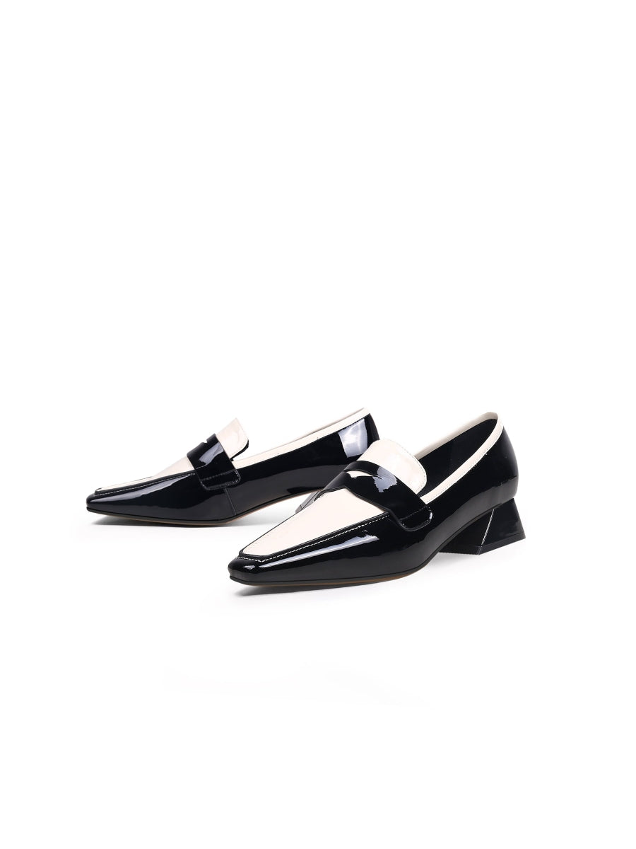 JadyRose | Genuine Leather Block Color Elegant Princess Kate Loafers - Black