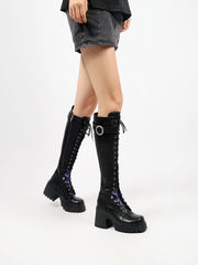 JADY ROSE | BLACK KNEE HIGH LEATHER KNIGHT BOOT