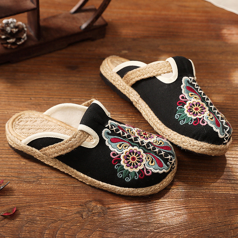 Cactus Rose | Abstract Embroidered Mules Slides Clogs