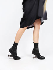 JADY ROSE | ELEVATOR HEEL LEATHER BOOTS BLACK