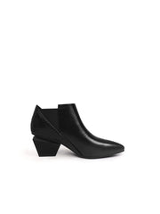 JadyRose | Geometry-Heel Textile Contrast Black Leather Ankle  Boots