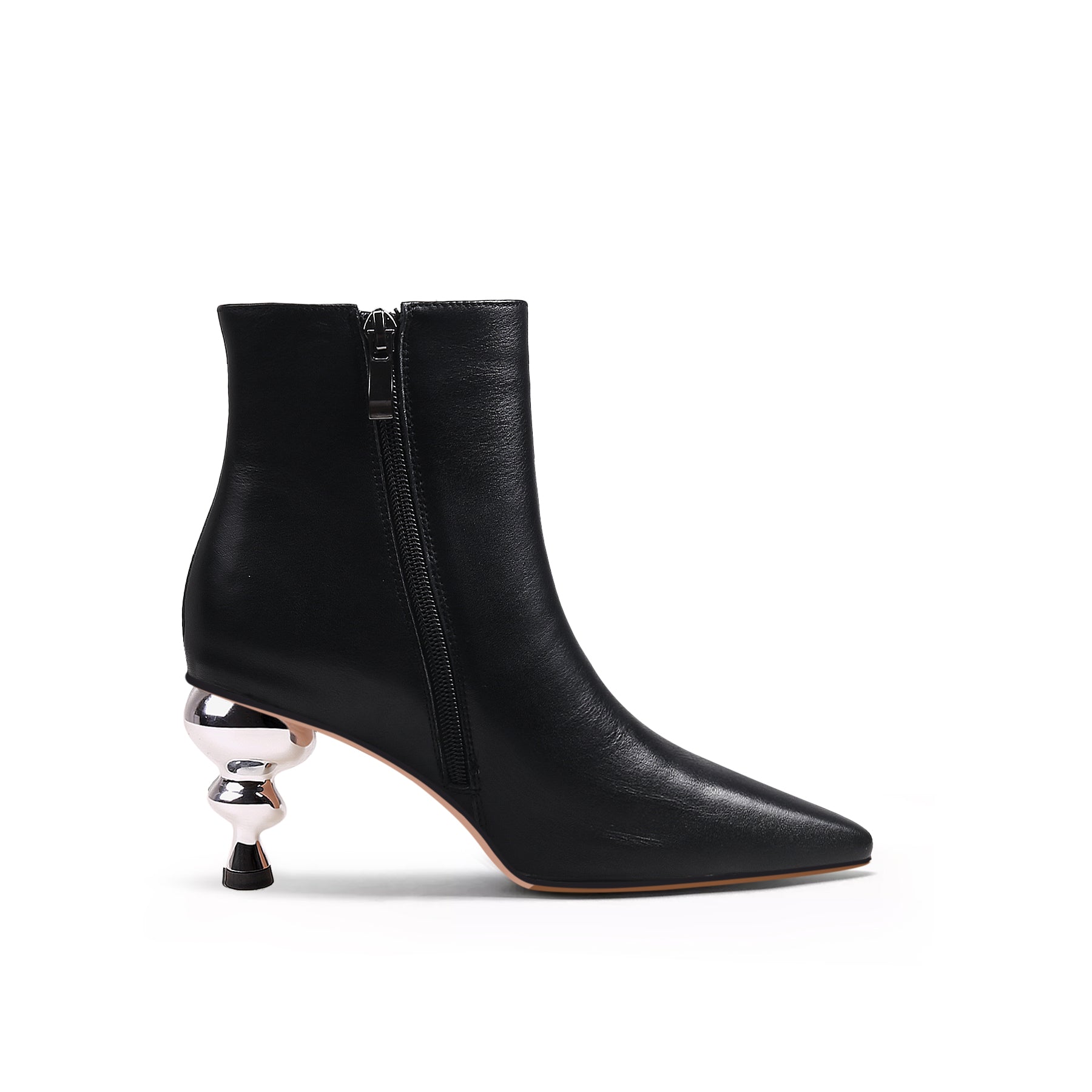 JADY ROSE | CAP HEEL LEATHER BOOTIE - BLACK