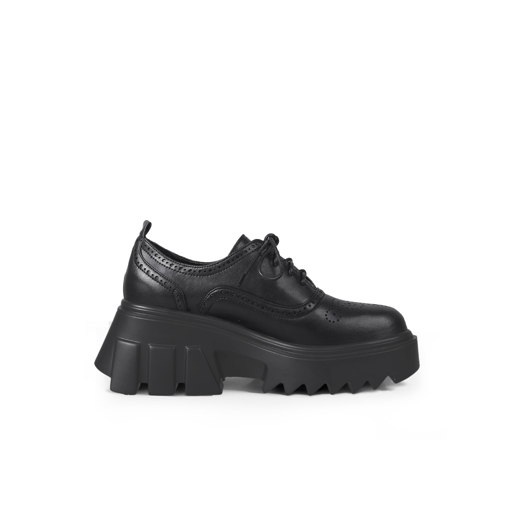 JadyRose | Vintage Black Leather Platform Oxford - Black