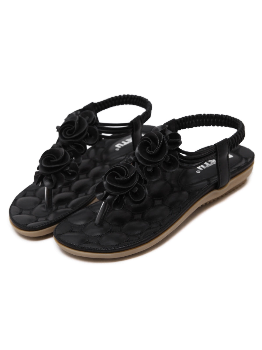 SIKETU | Black Rosette Sandals