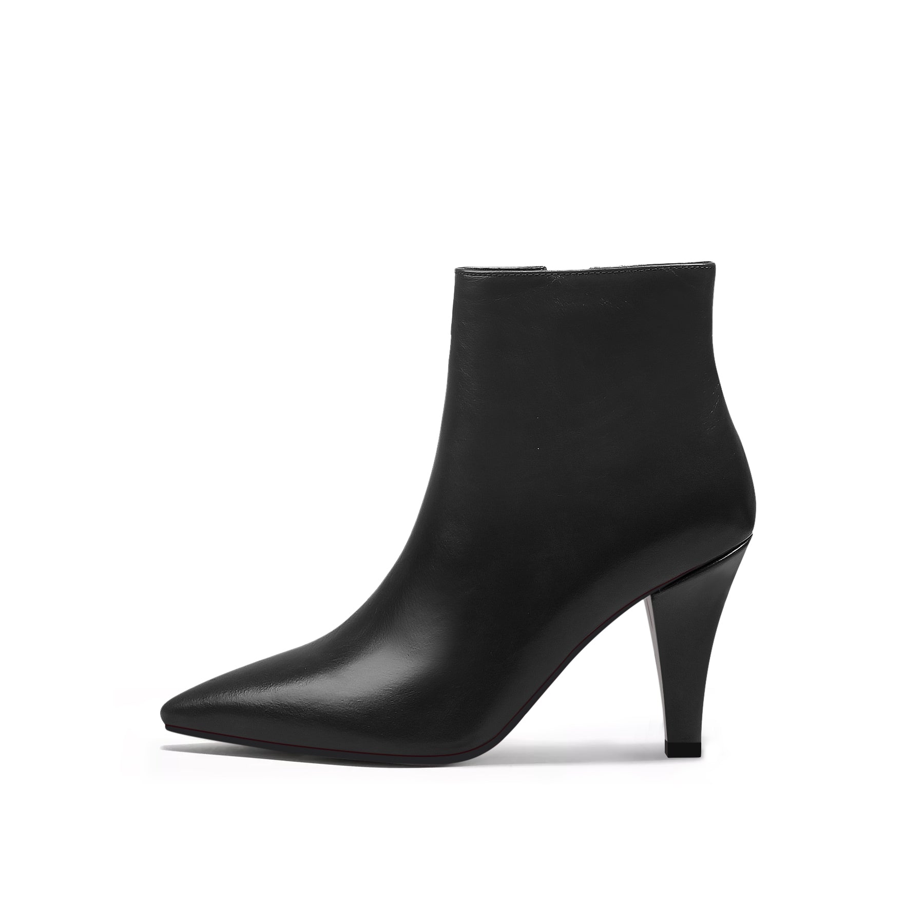 JADY ROSE | SIMPLE LEATHER STILETTO BOOTIE - BLACK