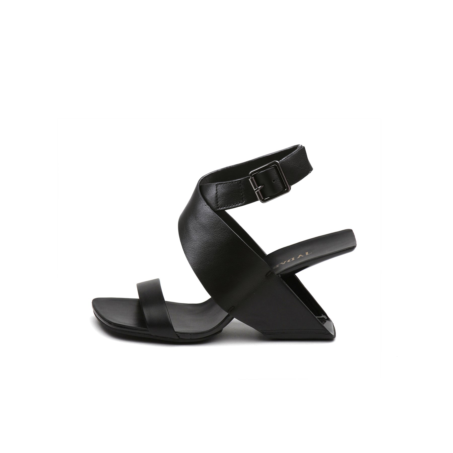 Twist Strap Open-Heel Leather Slide Sandal - JadyRose