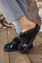 SMAIBULUN Ugg | FAUX FUR LINED SUEDE UPPER SLIPPER - BLACK