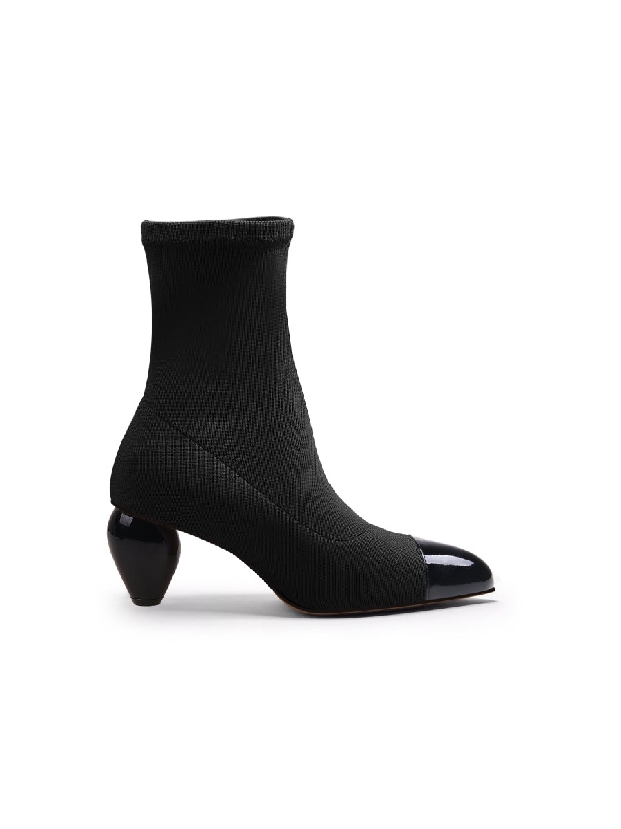 JadyRose | Mid-Heel Stretch Upper Sock Boot - Black