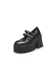 JadyRose | FILO Chunky Heel Black Leather Mary Jane